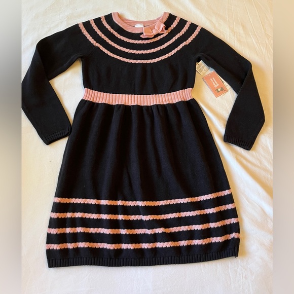 Gymboree Girls Contrast Bow Sweater Dress Size 7 Black Pink NWT - Picture 4 of 8
